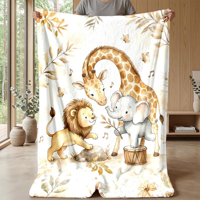 Rural Farm Animals Theme Blanket Lightweight Warm Flannel Blanket Decorative Throw Blanket for Home Decoration