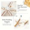 2PCS Starfish Hair Clips Set Alloy Material with Pearl and Rhinestone Embellishments Decorative Hair Accessories for Women Girls