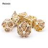 7 Pcs Golden White Dragon Metal Dice Dragon Hollow Metal Polyhedral Dice Set Suitable for Role-Playing RPG  Board Game Card Game
