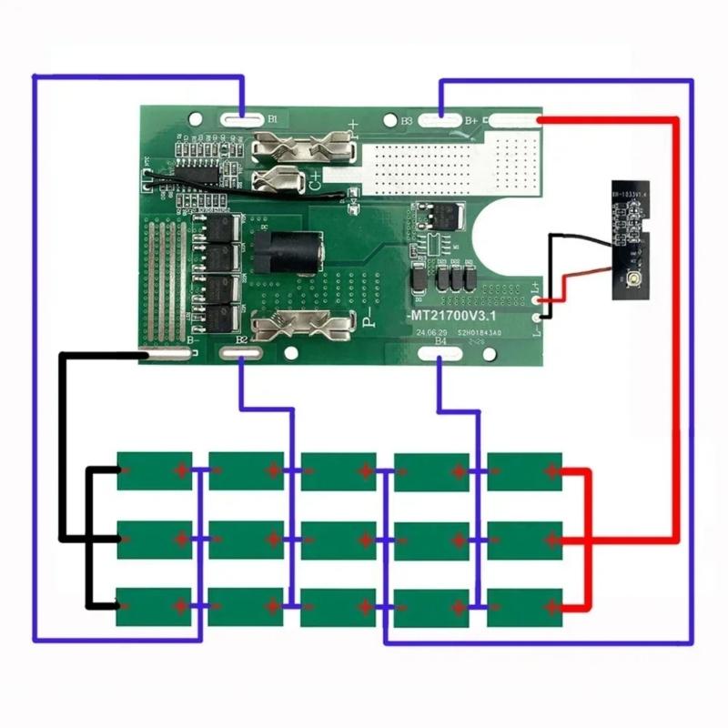 DIY Battery Case for 15x21700 LiBattery Pack Assembly with Protections Circuit Board Featuring Safety Protections