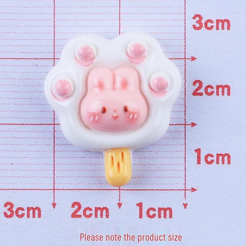Glossy Ice Cream Rabbit Cute DIY Resin Accessories: Phone Case, Hair Clip, Hair Tie