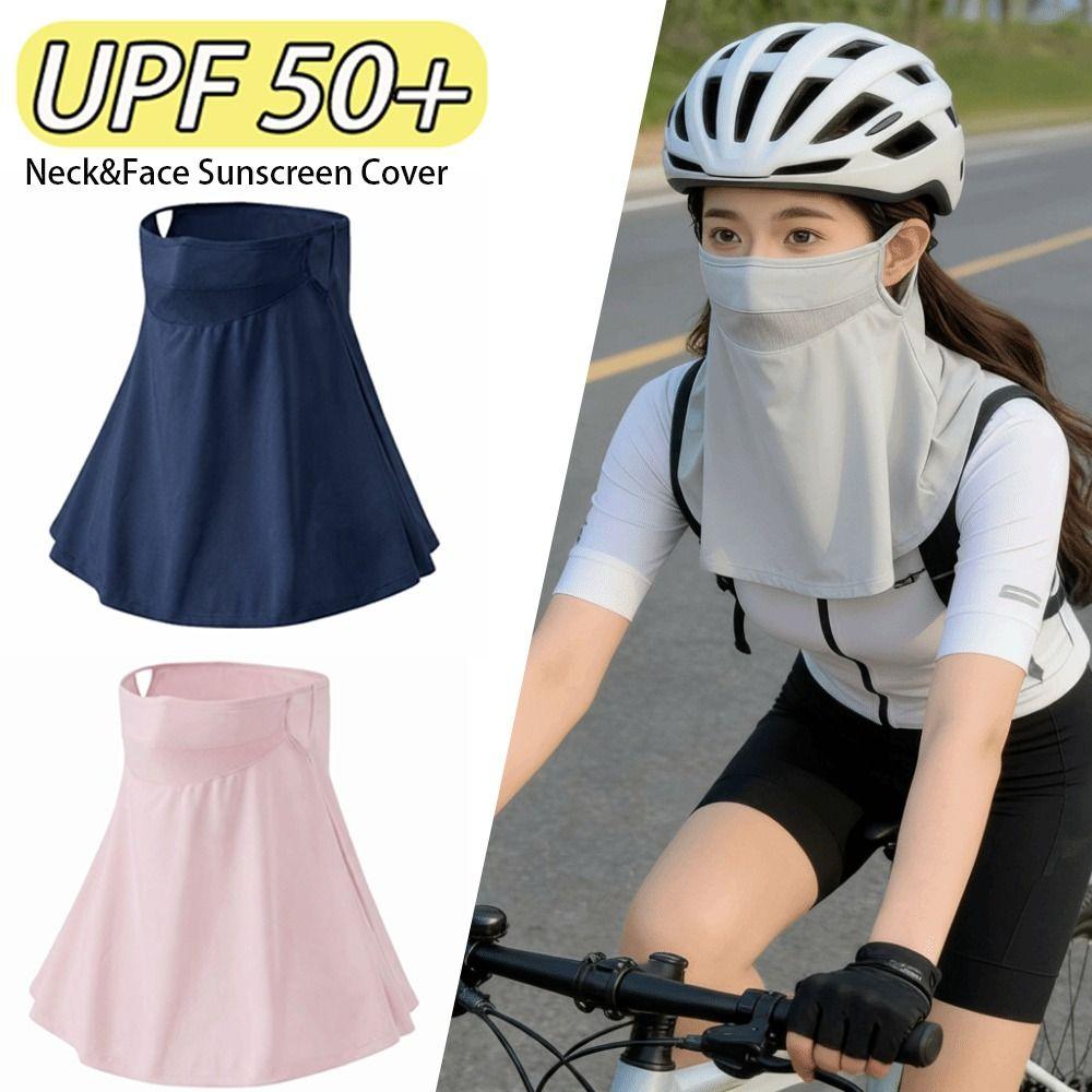 UV Protection Sunscreen Mask 2 In 1 Ice Silk Face Mask Lightweight Full Face Mask  Cycling