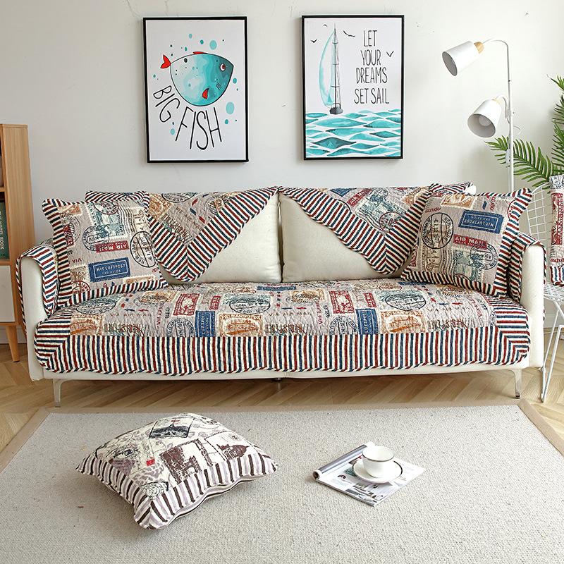 Cotton Quilted Couch Mat Four Seasons Non-Slip Fabric Summer Universal Seat Cushion Leather Sofa Cover For Living Room Decorate
