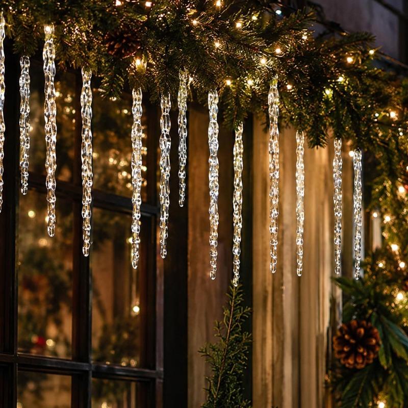 Clear Crystal Icicle Christmas Ornaments Acrylic Ice Pendants for Xmas Tree Window Eaves Wedding Winter Party Holiday Decoration