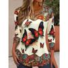 Women's Long Sleeve Colorful Butterfly Pattern T Shirts Tops Autumn Fashion  Women's Top Harajuku Fun Pullover Tshirt