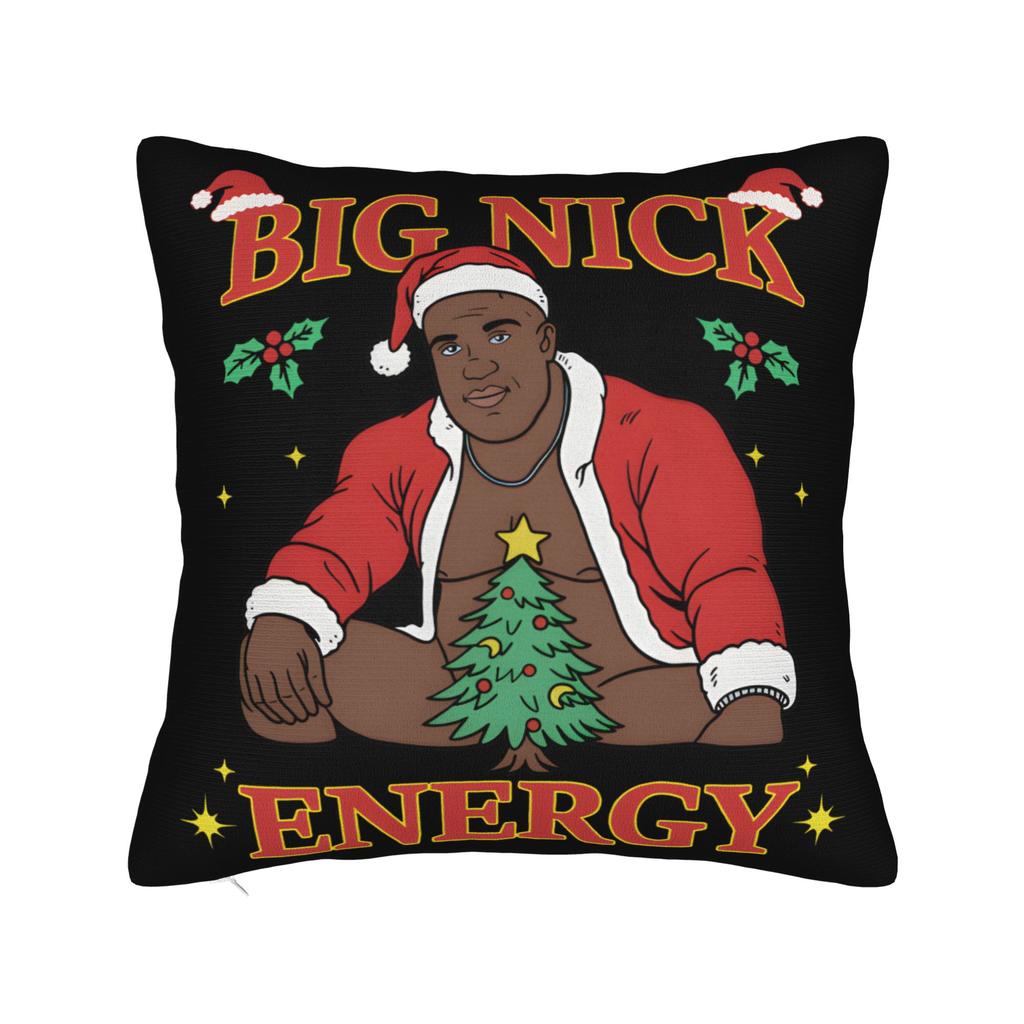 Kawaii Nick Energy Merry Christmas Black Santa Claus Square Pillow Covers Seat Barry Wood Cushion Case Throw Pillow Case 40*40