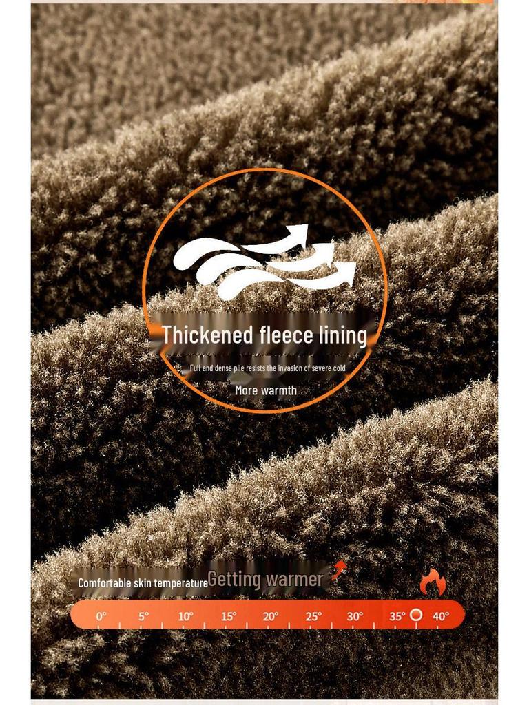 Men's Plus Velvet Double-Sided Lambswool Jacket - Large Size, Winter Warmth Coat