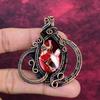 Kingman Red Mohave Copper Turquoise Pendant Handmade Copper Wire Wrapped Jewelry