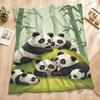 Cute Panda Bamboo Flannel Blanket- Soft and Warm, Featuring Tranquil Nature Illustrations, Perfect for Sofas, Beds, Offices, and