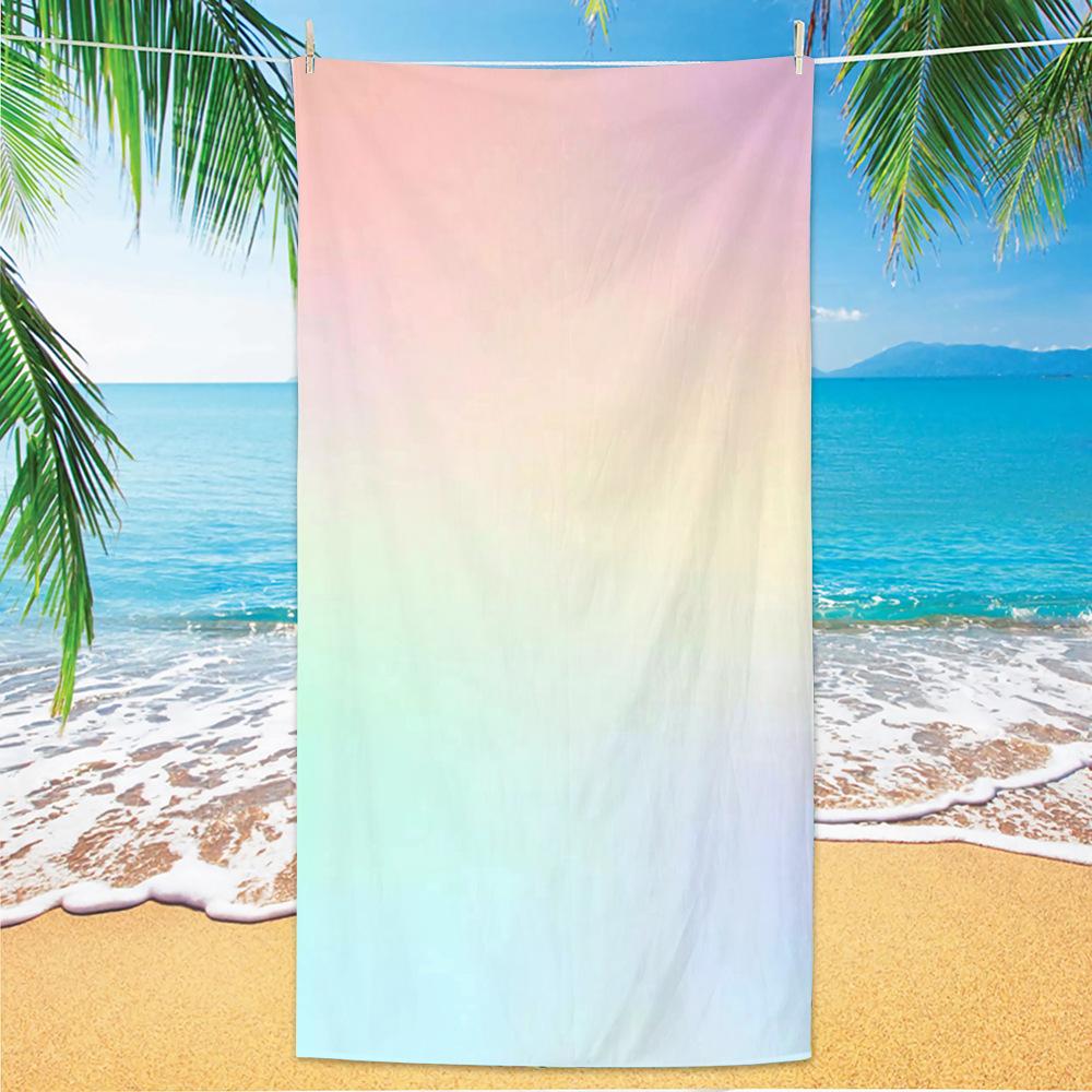 Watercolor Rainbow Beach Towel Colorful Striped Quick Dry Microfiber Towel Soft Bath Towel for Summer Travel Swimming