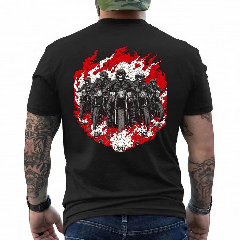 Skull Biker Motorcycle Riders Graphic T-Shirt Gothic Chopper Rider Unisex Tee S
