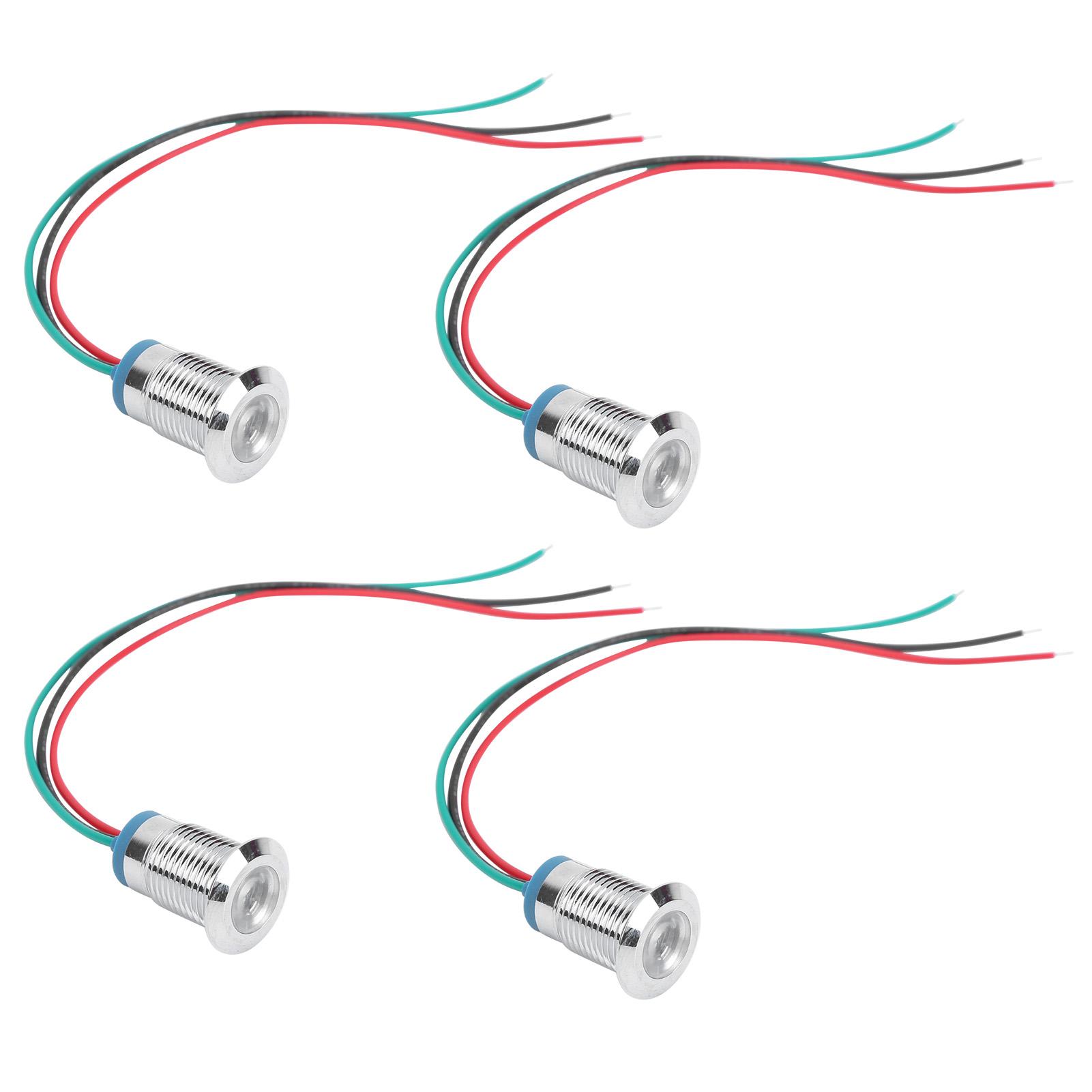 

4 комплекти попередньо підключених круглих світлодіодів Водонепроникне 2-колірне світло Загальний анод Анодний електрод 1224В 12мм(Червоний і