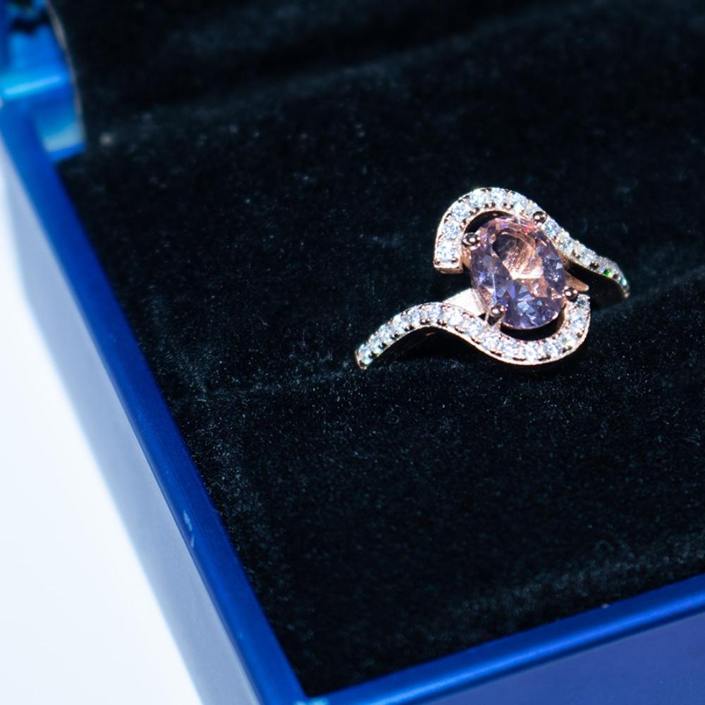 Bague Argent 925 Rose Avec Morganite Et CZ - Neuf Avec étiquettes