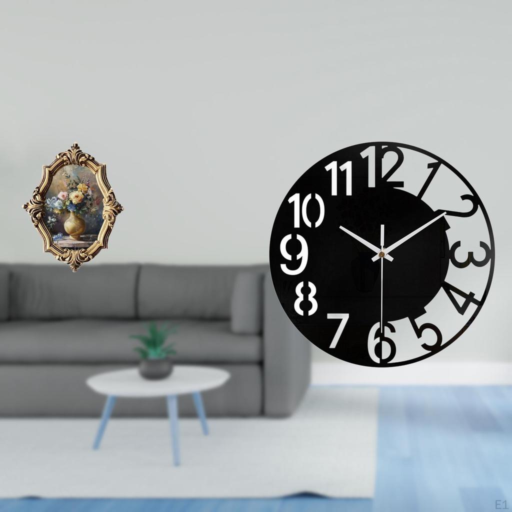 Vintage Resin Art Photo Frame and Acrylic Silent Decorative Wall Clock for Office Bedroom Gallery