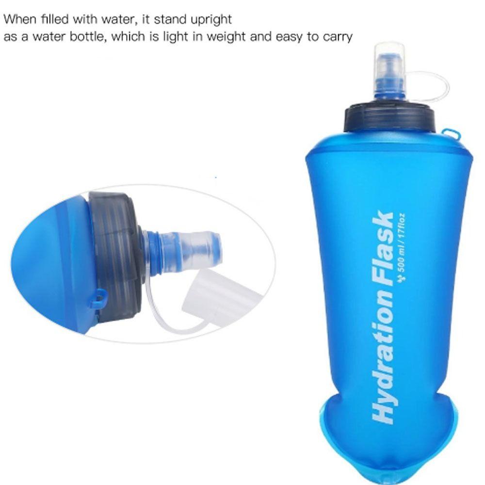 2 Pcs 500ml Foldable Water Bottle TPU Portable Water Bottle Durable Soft Water Bottle  Running