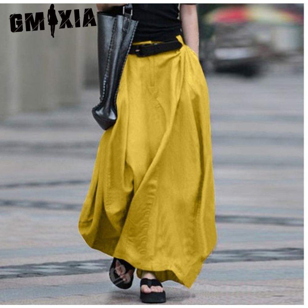 

GMXIA Женская Модная Повседневная Однотонная Юбка с Принтом на Лето Весну XXXL жёлтый
