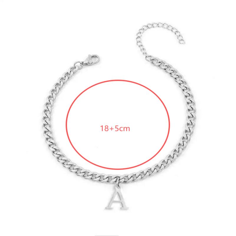 Mens Initials Links Bracelets Stainless Steel A-Z 26 Letters Alphabet Charm Chain Wristband Adjustable Casual Jewelry Gift