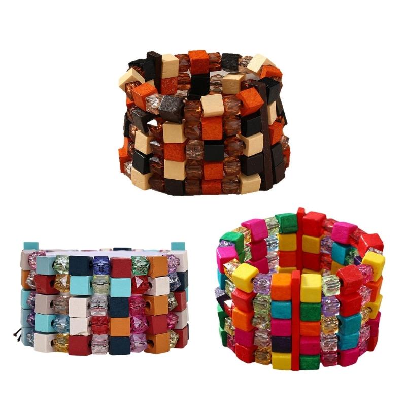 Elegantes Armband aus Holz- und Acrylperlen Elastisches Bequemes Armband Handgefertigtes Schmuckzubehör Geschenk für Sie