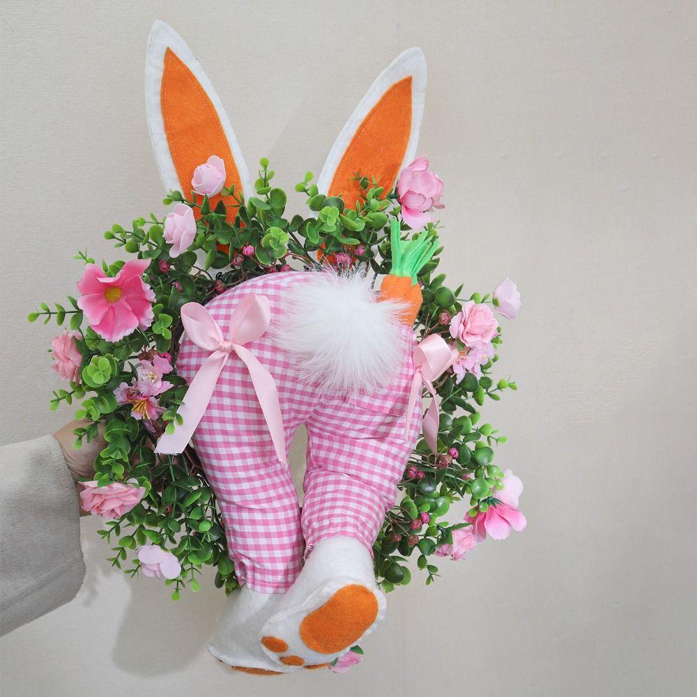 Realistic Design Bunny Bottom Wreath Fresh Decoration Reusable Wreath  Outdoor Decoration