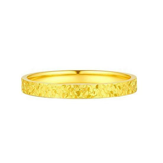 Gold Starry Sky Crushed Ice Ring for Women - Light Luxury Thin Band, Perfect for Couples