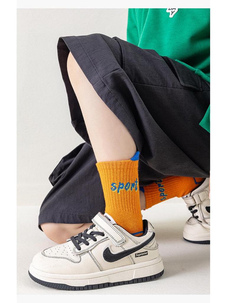 Șosete din Bumbac Până la Mijlocul Gambei pentru Băieți pentru Primăvară & Toamnă – Design cu Litere și Numere pentru Copii