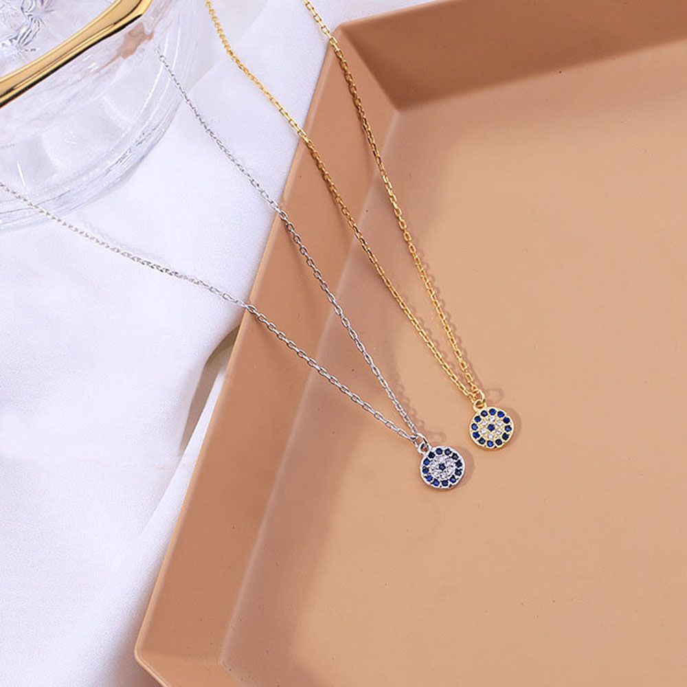 Dainty Thin Fashion Crystal Turkish Blue Evil Eye Chain Necklace Choker Jewelry Accessories