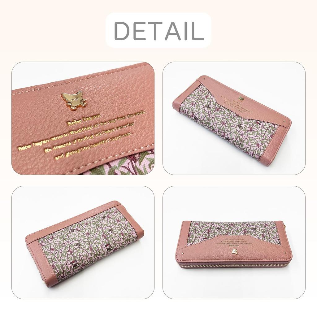 K-PARTS Bebe Dayan [Wallpaper] Round Zipper Long Wallet for Women and Girls, Featuring Bebe Dayan Cat Design, Cute Cat Accessories, Gift, Wachifield