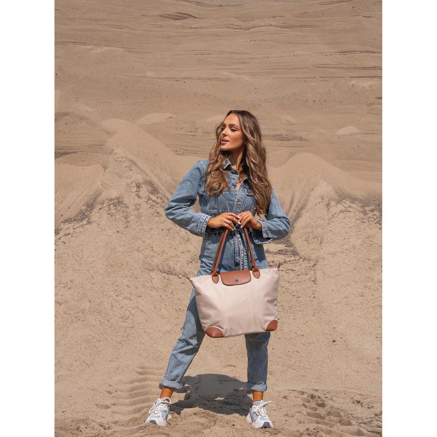 Beige Damen-Shopper aus Polyester, mit zwei Henkeln - Peterson