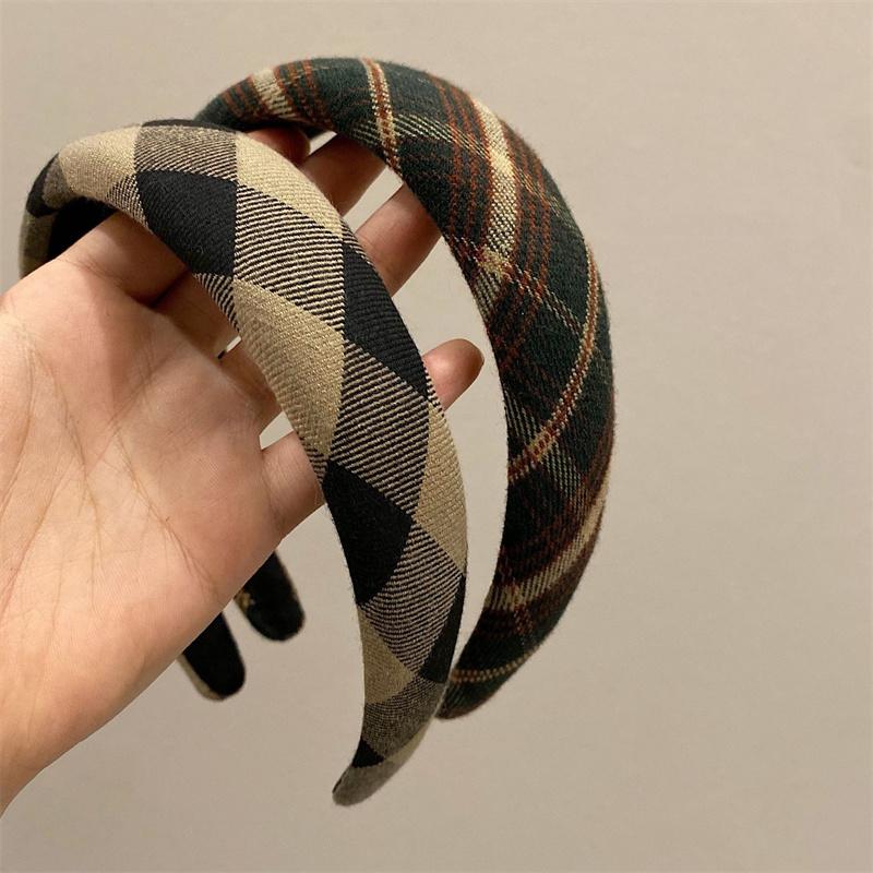 3CM Vintage Women Lattice Headband Lady Girls Sponge Press Hair Hoop Female Casual Shopping Head Wears Hair Accessories