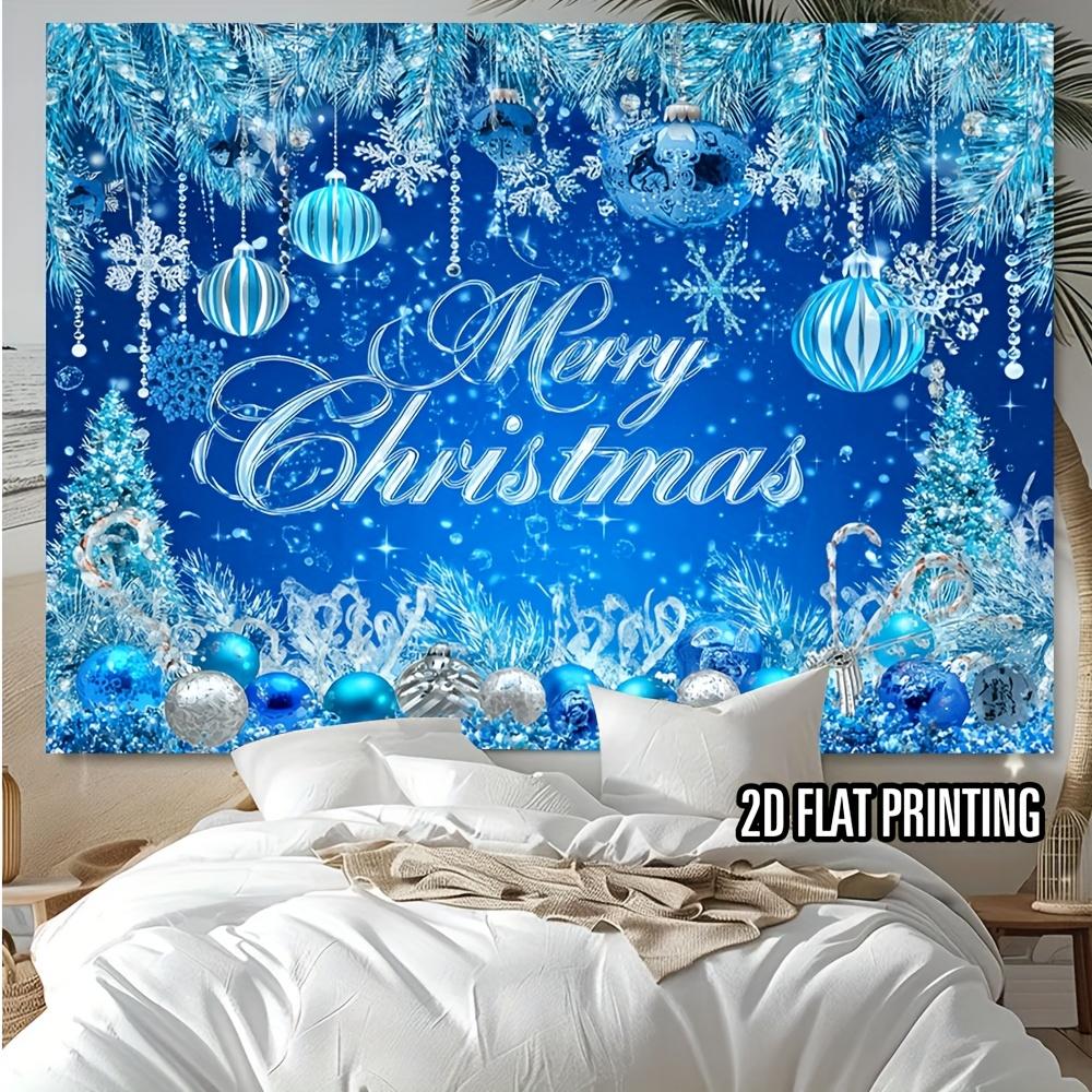 1Pcs Blue Christmas with Merry Decoration Background Winter Backdrop Decorations For Photo Studio Photo Booth Christams Party