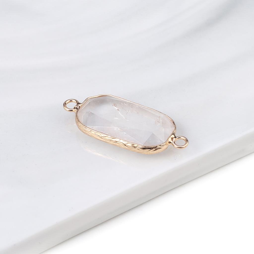 Conectores Piedra Natural cuarzo rosa/amazonita conector facetado rectangular para fabricación de joyería DIY collar pulsera accesorio