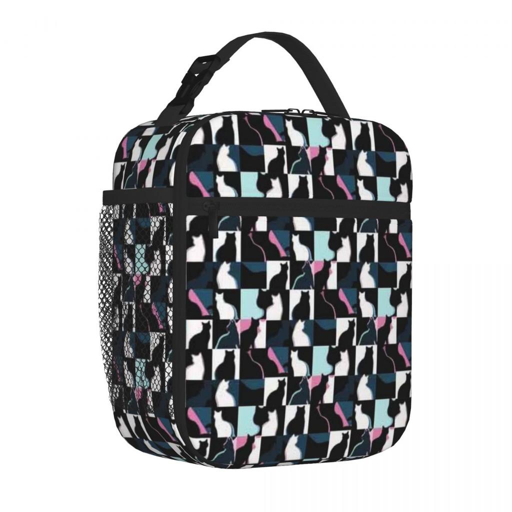 Bestselling Night Cats Nylon Texture Work Lunch Bag Workplace Meal Outdoor Lunch Bag