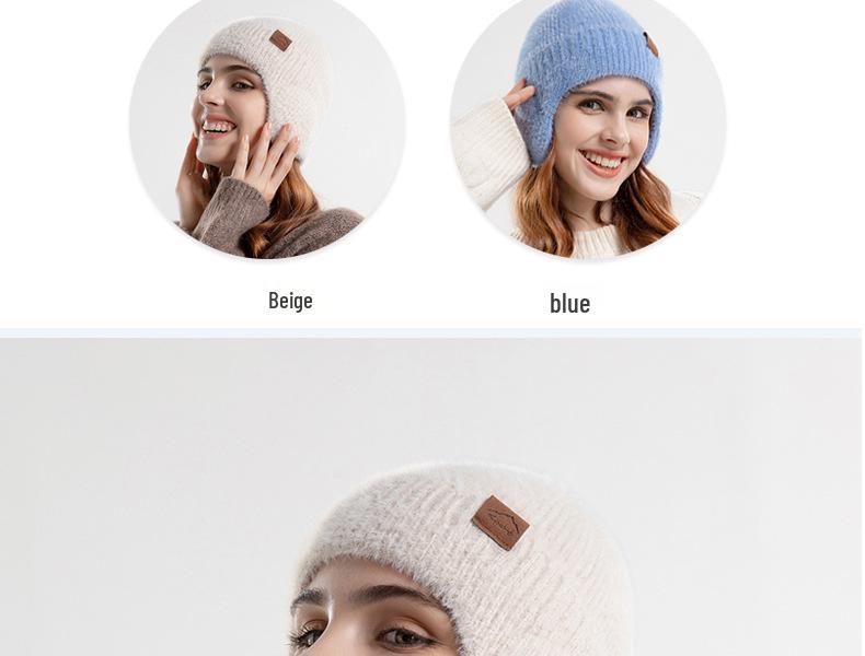 Unisex Winter Warm Plush Knit Wool Hat with Ear Protection