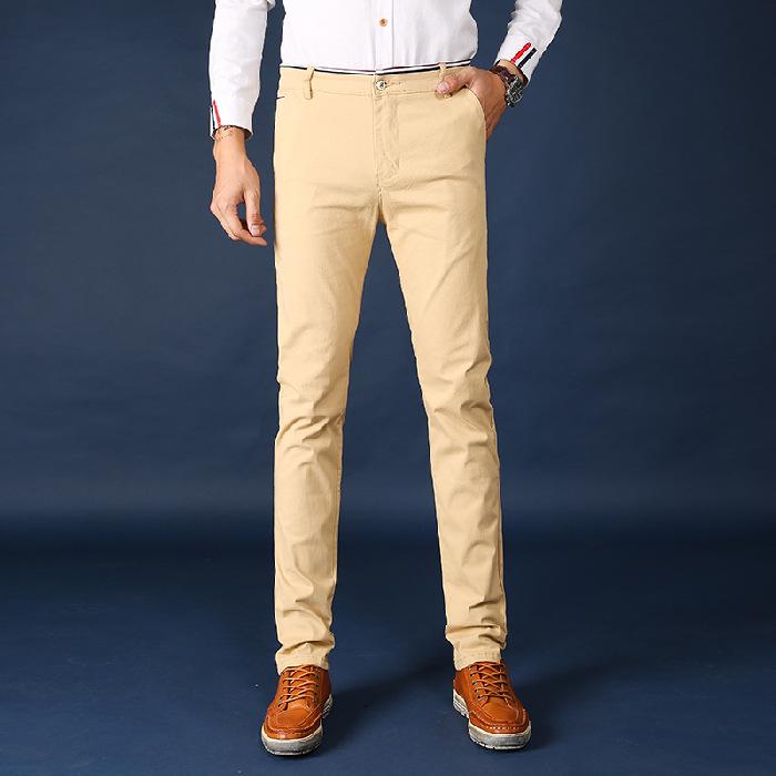 Men's Solid Color Casual Business Pants - Autumn/Winter Korean Style