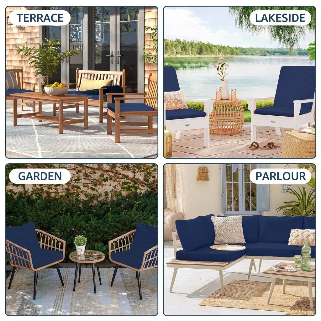 4 szt. Pokrowce na siedziska krzeseł tarasowych 60x60x10cm Zewnętrzne pokrowce na poduszki z zamkiem Błyskawicznym Pyłoszczelne Wodoodporne Pokrowce na poduszki siedzisk tarasowych