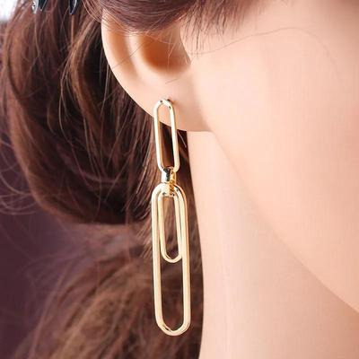 Orecchini Lunghi Geometrici Moda Coreana da Donna Semplici Quadrati Metallici Pendenti Pendientes Festa Matrimonio Gioielli Regali