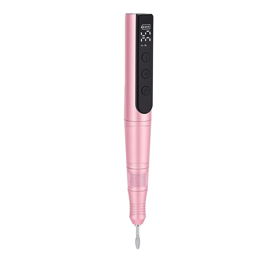 Nail Drill Rechargeable Cordless Adjustable Speed Portable Electric Nail Grinder for Manicure Pedicure Home Salon Pink