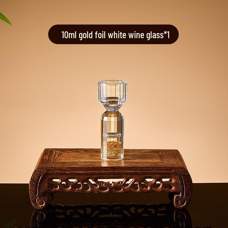 Gold Foil Shot Glass Set – Crystal White Wine Cups, Customizable with Logo