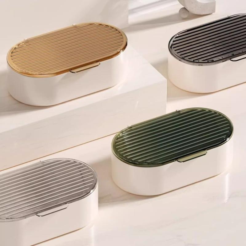 Cutie de săpun de blat de lux ușoară Creativă cu capac Cutie de scurgere Cutie portabilă de săpun de depozitare pentru baie pentru uz casnic