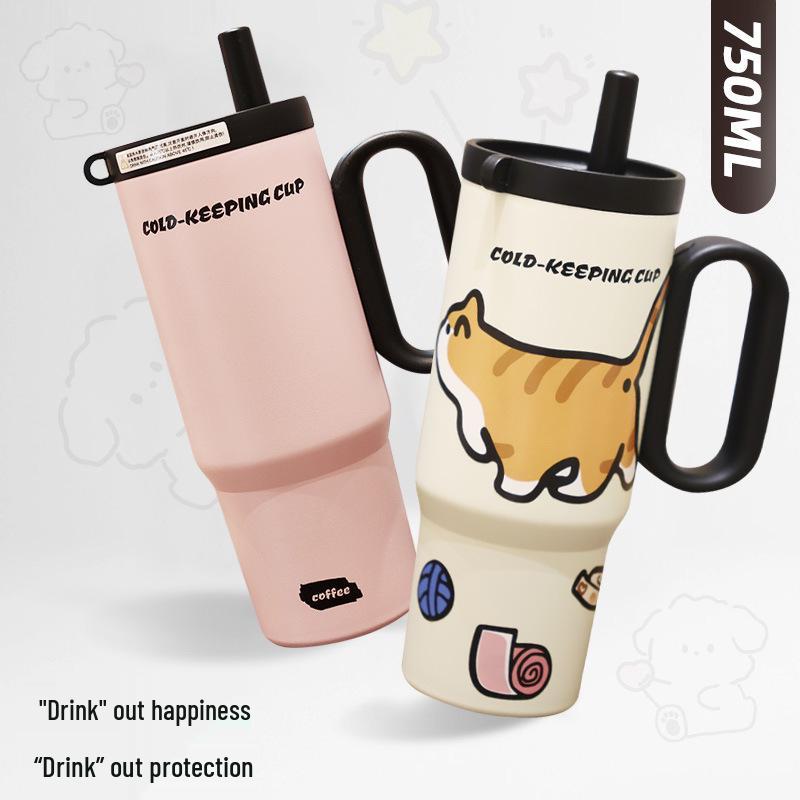 Giant Insulated 316 Stainless Steel Cup for Girls with Handle, High Appearance, Ice Buster, Car Portable.