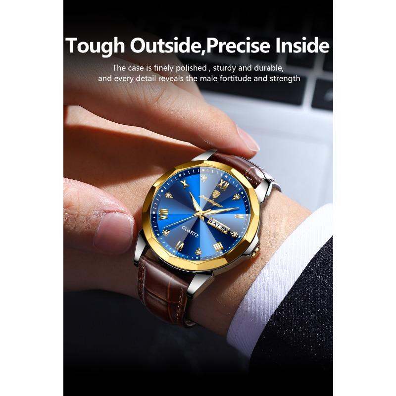 POEDAGAR Luxury Man Wristwatch High Quality Quartz Sports Business Men Watch Waterproof Luminous Date Week Leather Watches