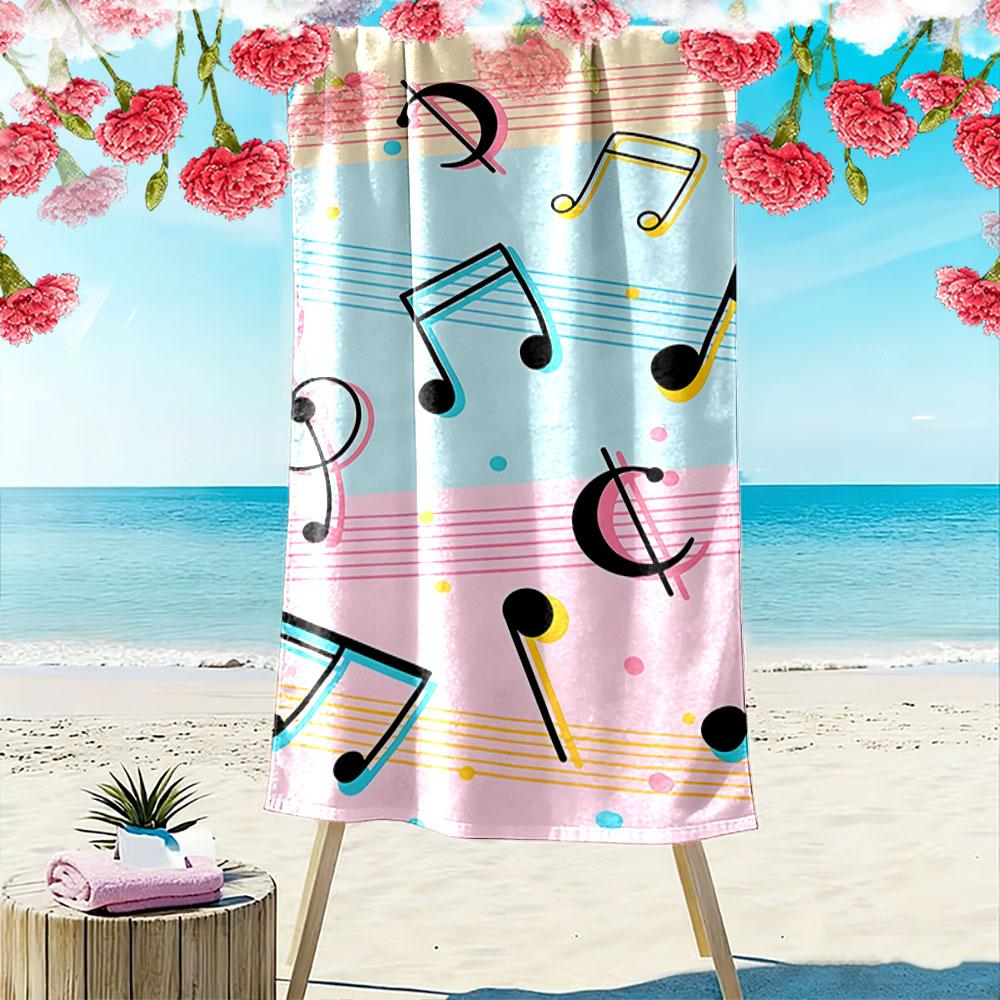 Musical Notes Pastel Towel Beach Towel Quick-drying for Travel Outdoor Sports Jogging Beach and Swimming