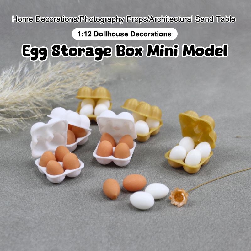 1Pcs 1:12 Dollhouse Simulation Egg Tray Egg Box With Eggs Dollhouse Kitchen Food Decoration Miniature Life Scene Accessories
