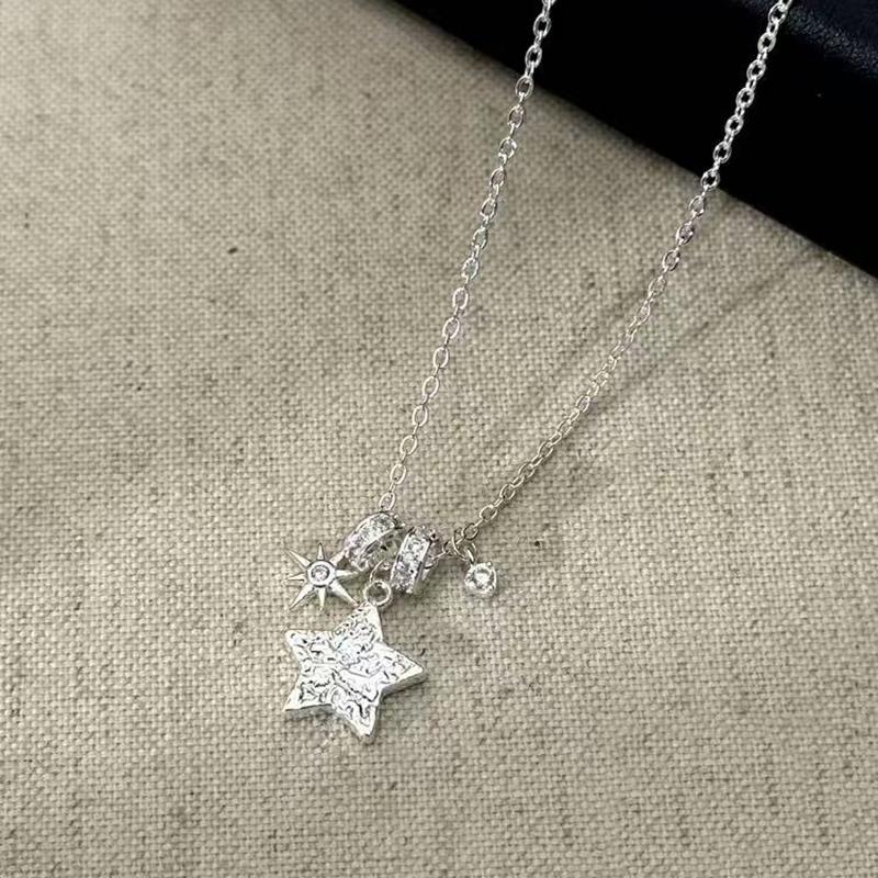 New 925 Silver Star Necklace Personality Charm Geometric Pendant Choker Birthday Gift Women's Fine Jewelry