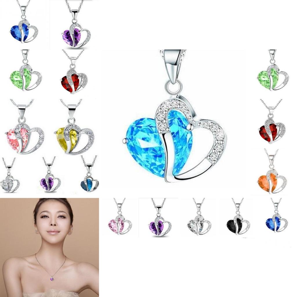 Korean Style Heart-shaped Zircon Crystal Necklace Collarbone Chain For Women Employee Benefits Wedding Travel Souvenir K132