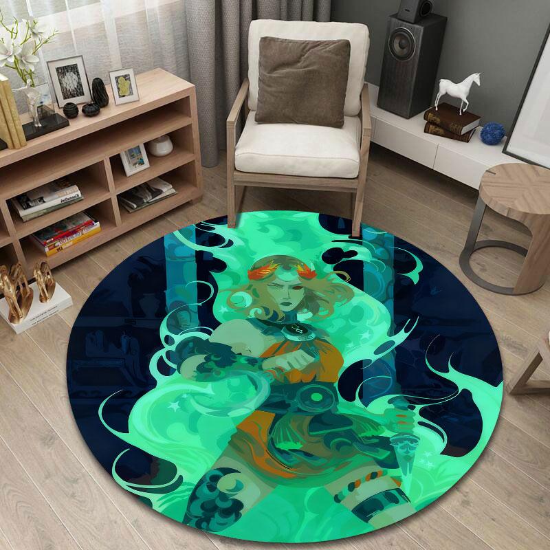Statement Round Pop Art Multicolor Accent Rug, Non-Slip Floor Mat for Kids Room