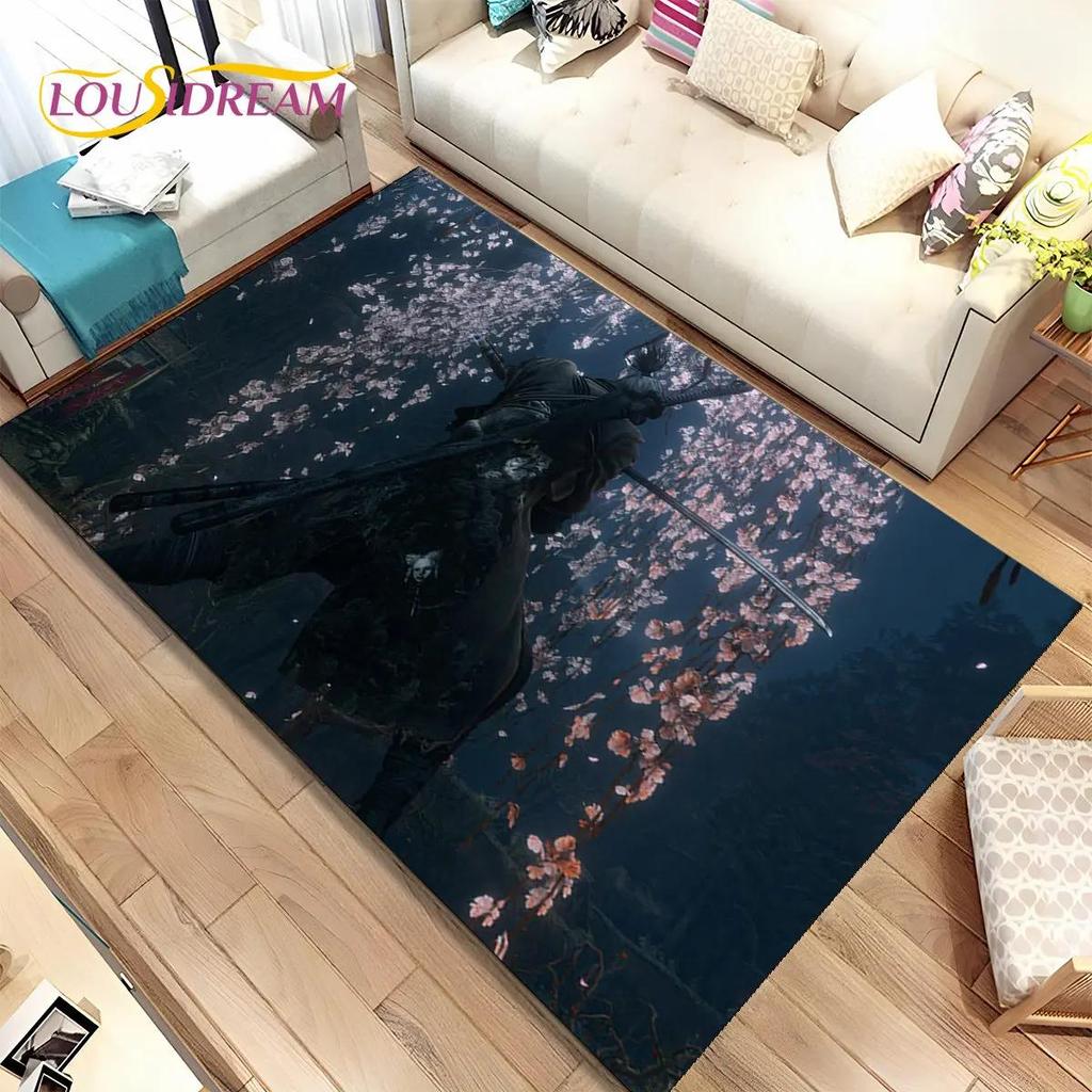 3D HD Sekiro-serien Spill Gamer Områdeteppe, Teppe for Hjem Stue Soverom Sofa Dørmatte Dekor, Barn Lek Sklisikker Gulvmatte