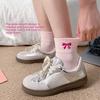 Socks, Pink Socks, Summer and Spring Mid-length Cotton Socks with Sweet Bows and Embroidery for Moisture Absorption and Odor Prevention.