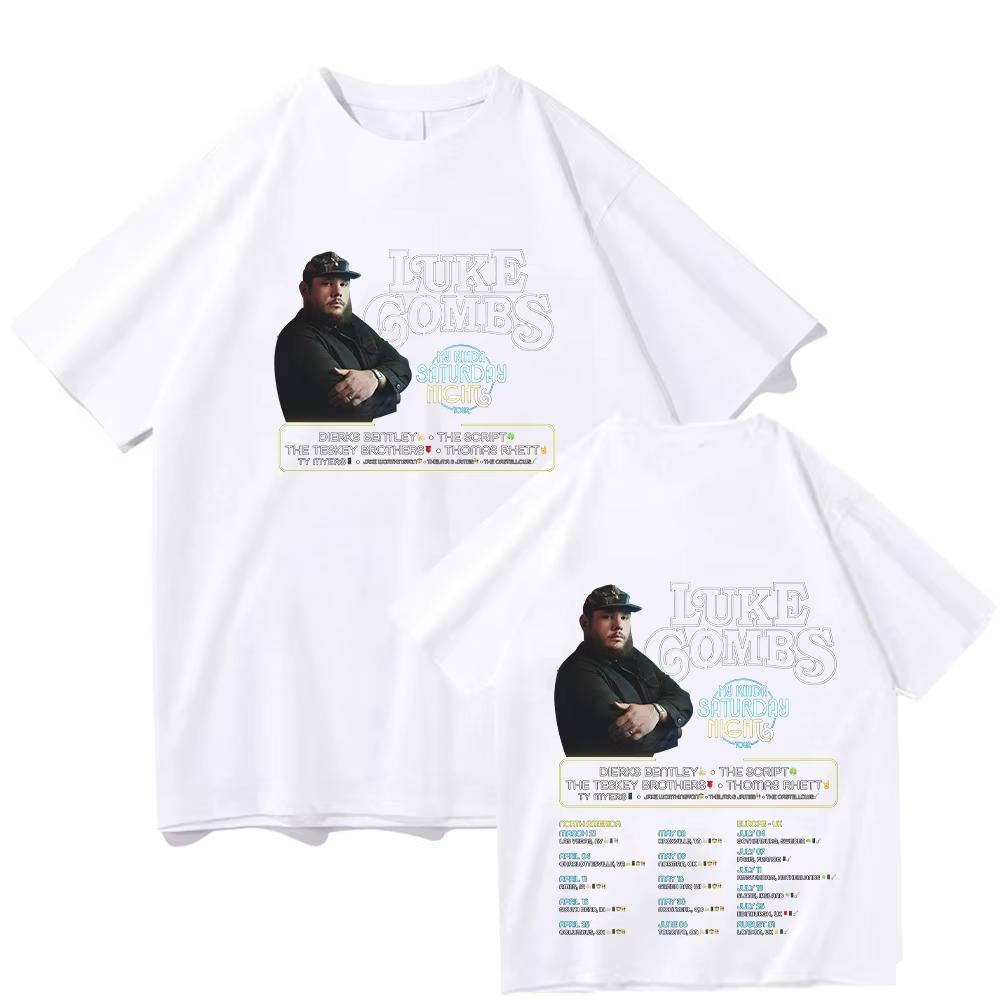 

My Kinda Saturday Night Tour T Shirts Luke Combs Music summer cotton TShirts Unisex Women Harajuku Cotton ONeck casual fashion M