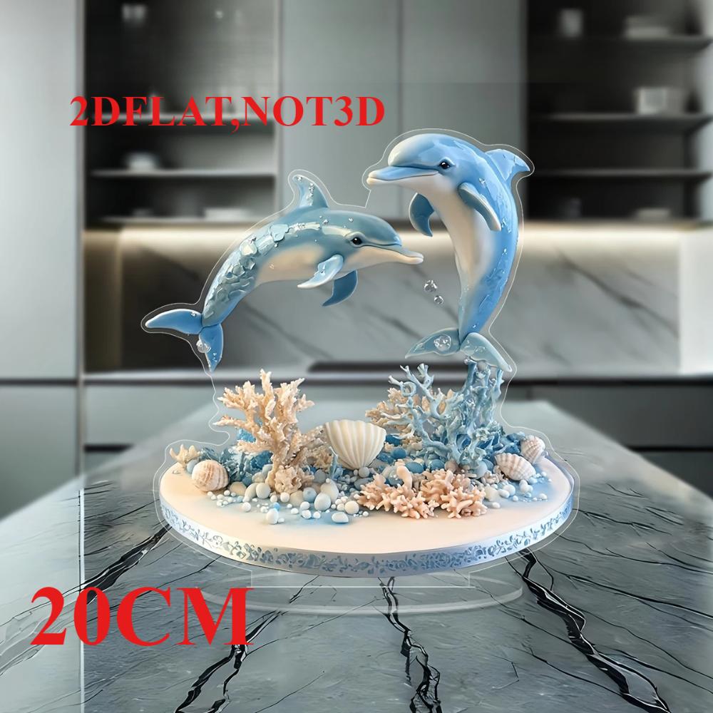 Милый дельфин, плоский акрил 2D, настольное украшение, орнаменты, подходит для офиса, гостиной, подарки, Рождество, Хэллоуин 20cm